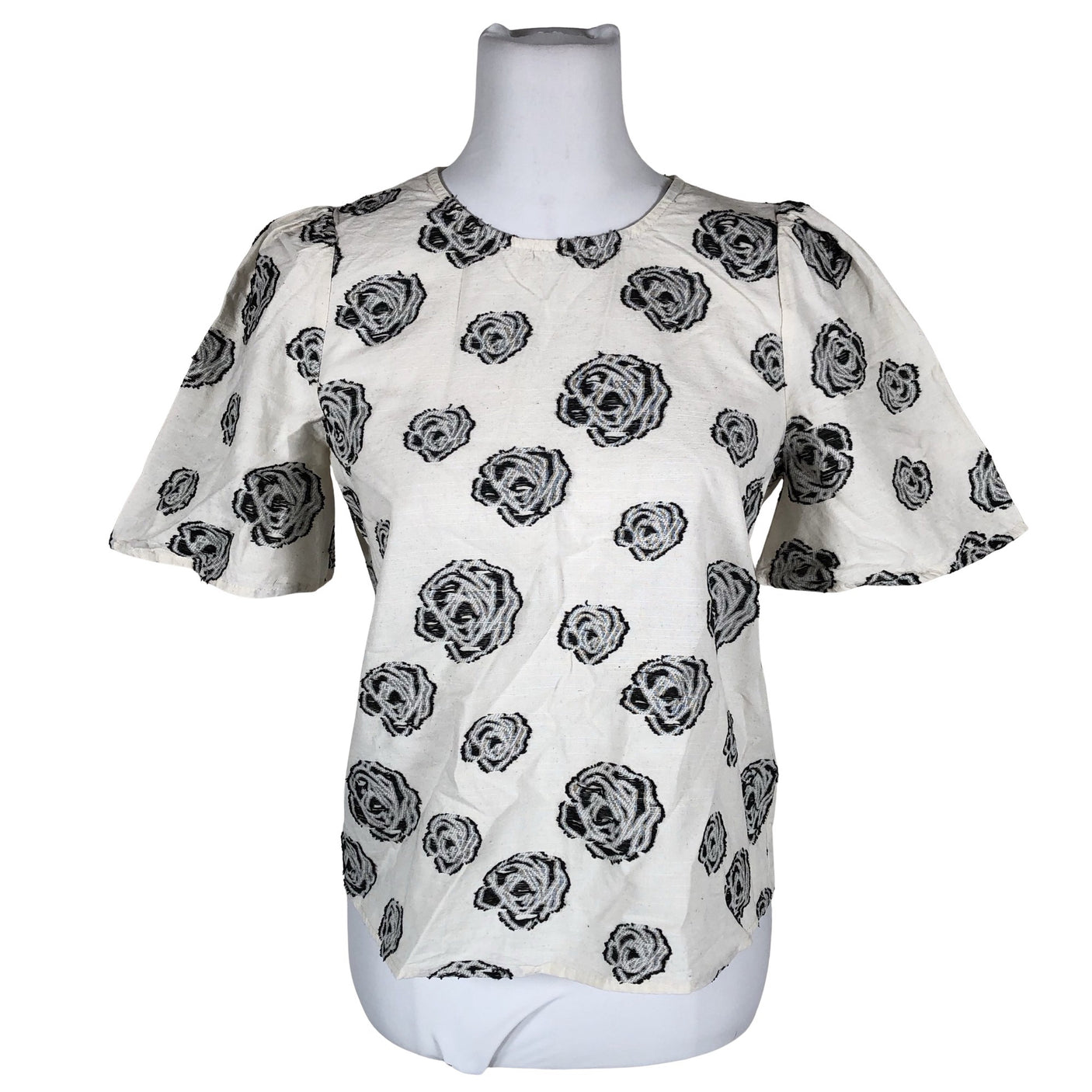 Unisex Rue de Femme - Lühikeste käistega pluus, suurus 34 - Valge (1)