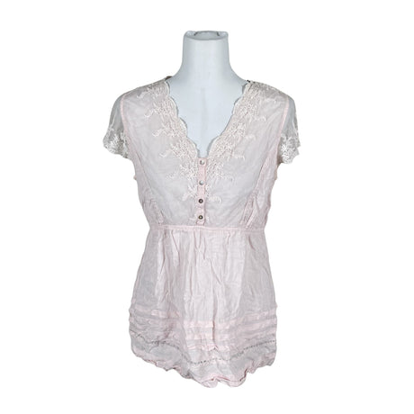 Unisex Cream - Lühikeste käistega pluus, suurus 40 - Heleroosa ()
