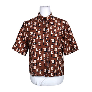 Unisex Samuji - Lühikeste käistega pluus, suurus 40 - Pruun (1)