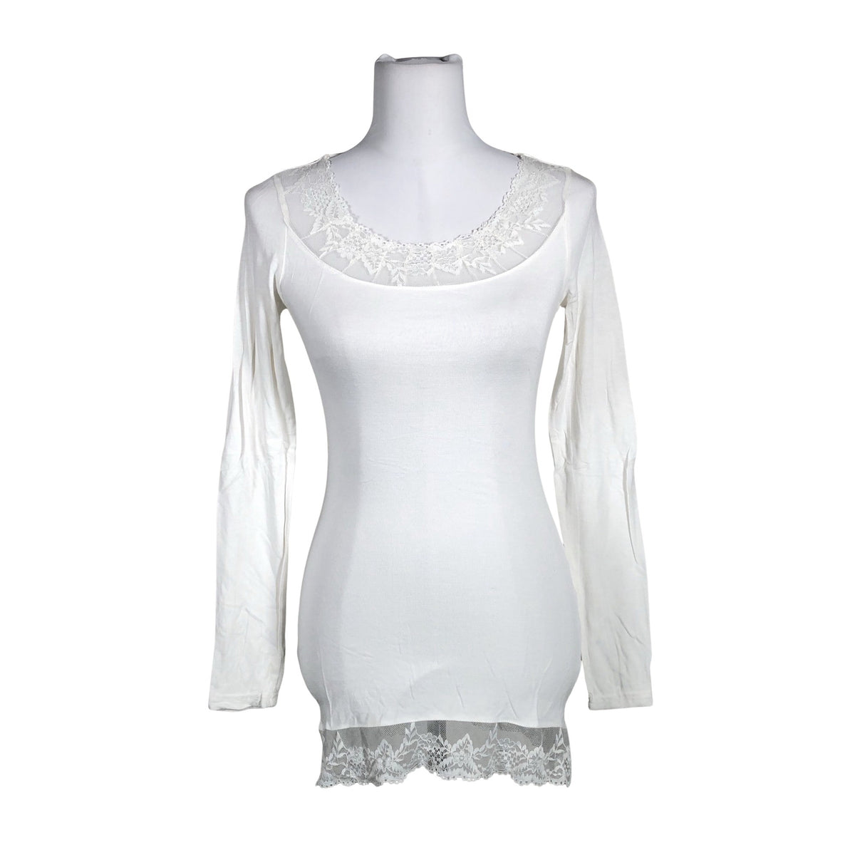 Unisex Cream - Trikotaažist pluus, suurus 34 - Valge (1)
