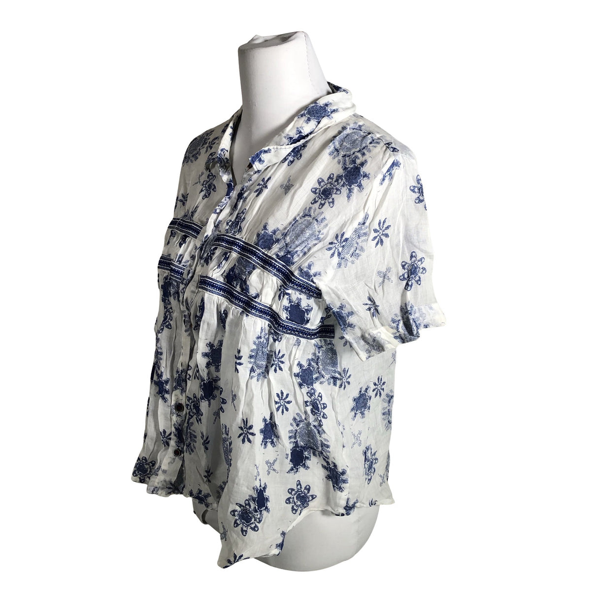 Unisex Le Jean De Marithe + Francois Girbaud - Lühikeste käistega pluus, suurus 40 - Sinine (3)
