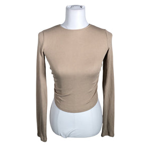Unisex Na-KD - Trikotaažist pluus, suurus 34 - Beige (1)