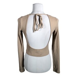 Unisex Na-KD - Trikotaažist pluus, suurus 34 - Beige (2)