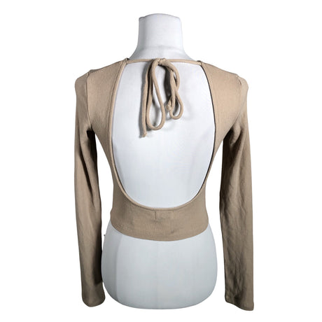 Unisex Na-KD - Trikotaažist pluus, suurus 34 - Beige (2)