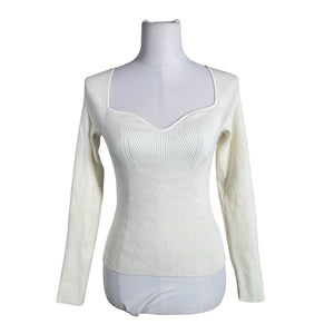 Unisex Na-KD - Trikotaažist pluus, suurus 38 - Valge (1)