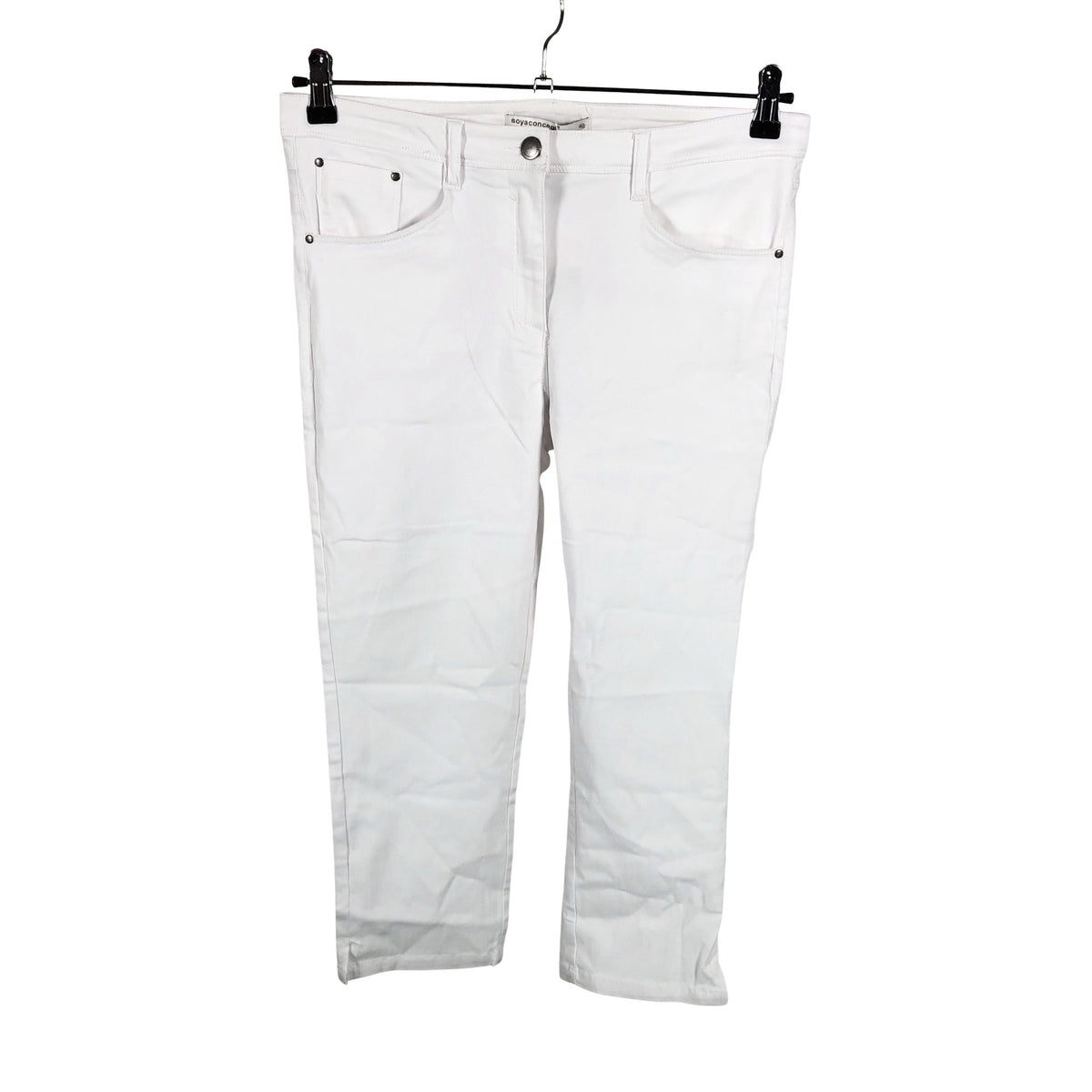Unisex Soyaconcept - Teksast poolpikad püksid, suurus 42 - Valge (1)