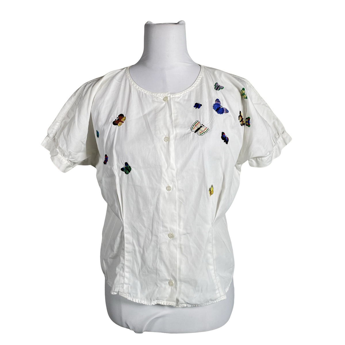 Unisex Benetton - Lühikeste käistega pluus, suurus 36 - Valge (1)
