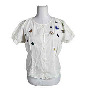 Unisex Benetton - Lühikeste käistega pluus, suurus 36 - Valge (1)