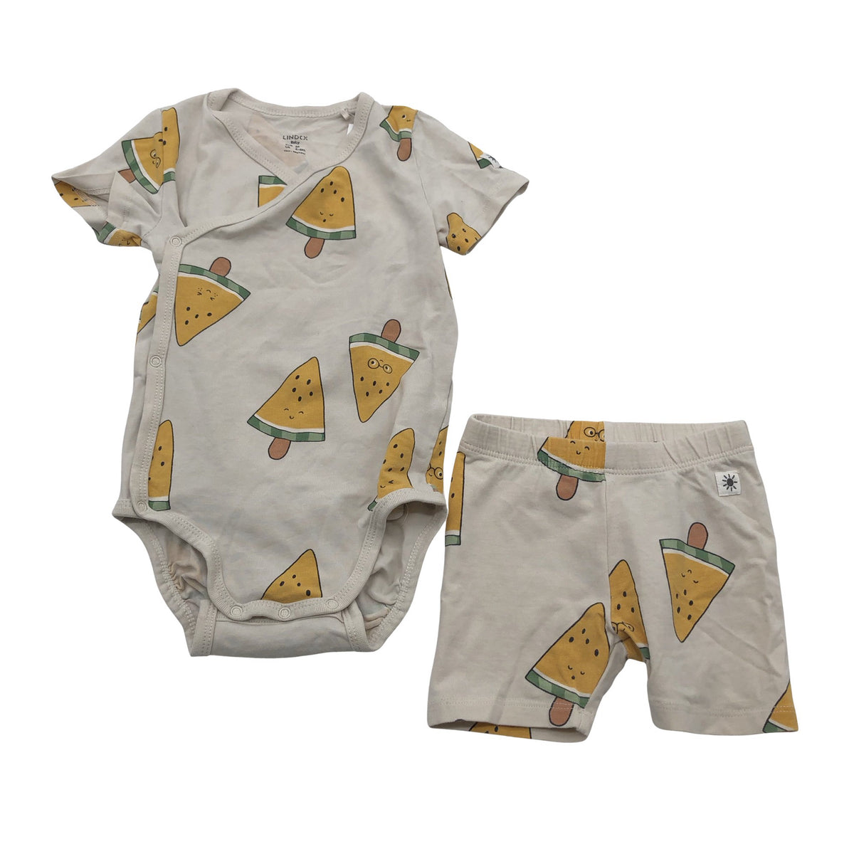 Unisex Lindex - Lühike pükskostüüm, suurus 62 - 68 - Beige (1)