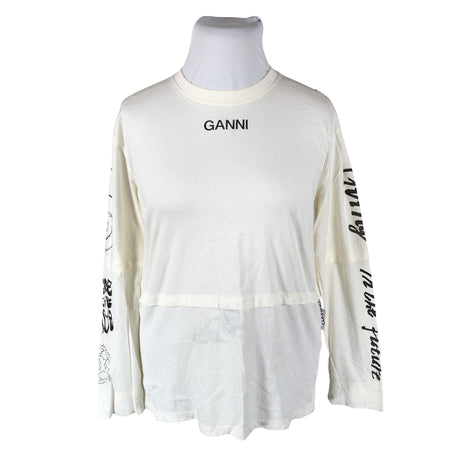 Unisex Ganni - Trikotaažist pluus, suurus 42 - Looduslik valge ()
