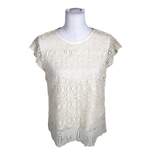Unisex Massimo Dutti - Lühikeste käistega pluus, suurus 38 - Looduslik valge (1)