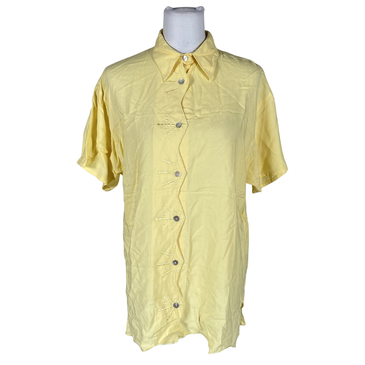 Unisex Jardin - Lühikeste käistega pluus, suurus 40 - Kollane (1)