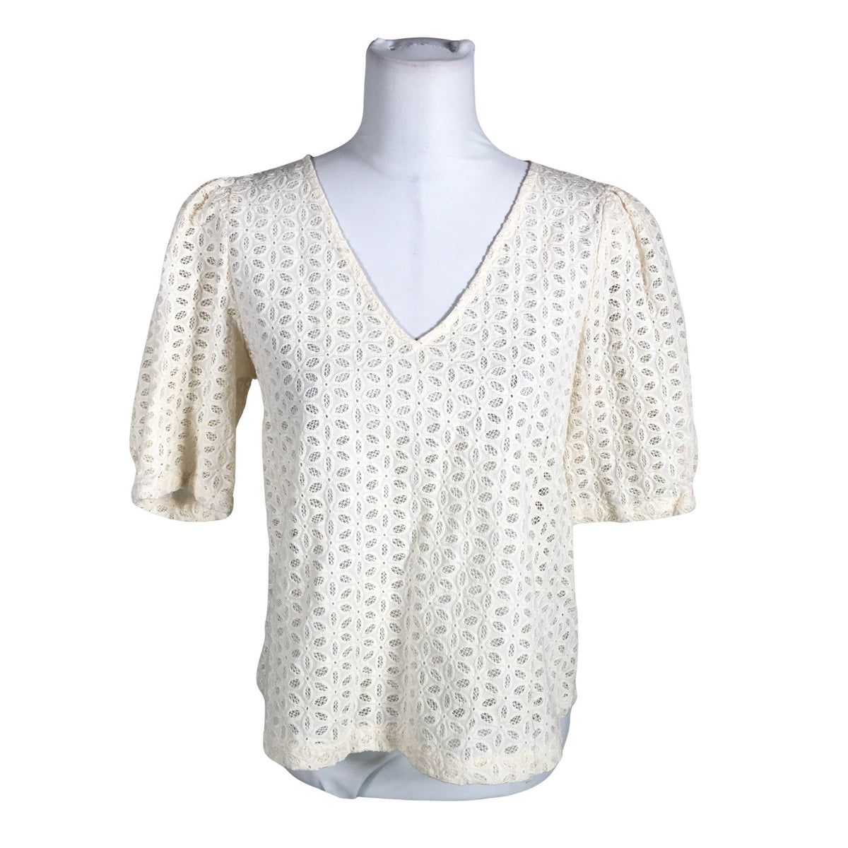 Unisex Grace & Mila - Lühikeste käistega pluus, suurus 38 - Looduslik valge (1)