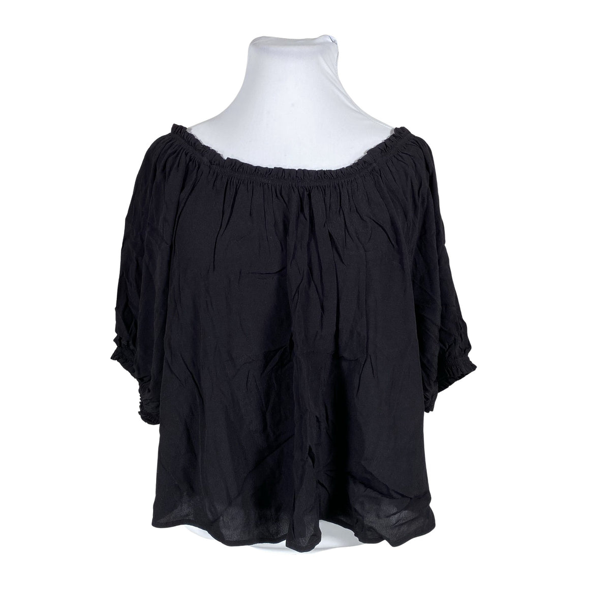 Unisex Lindex - Lühikeste käistega pluus, suurus 44 - Must (1)