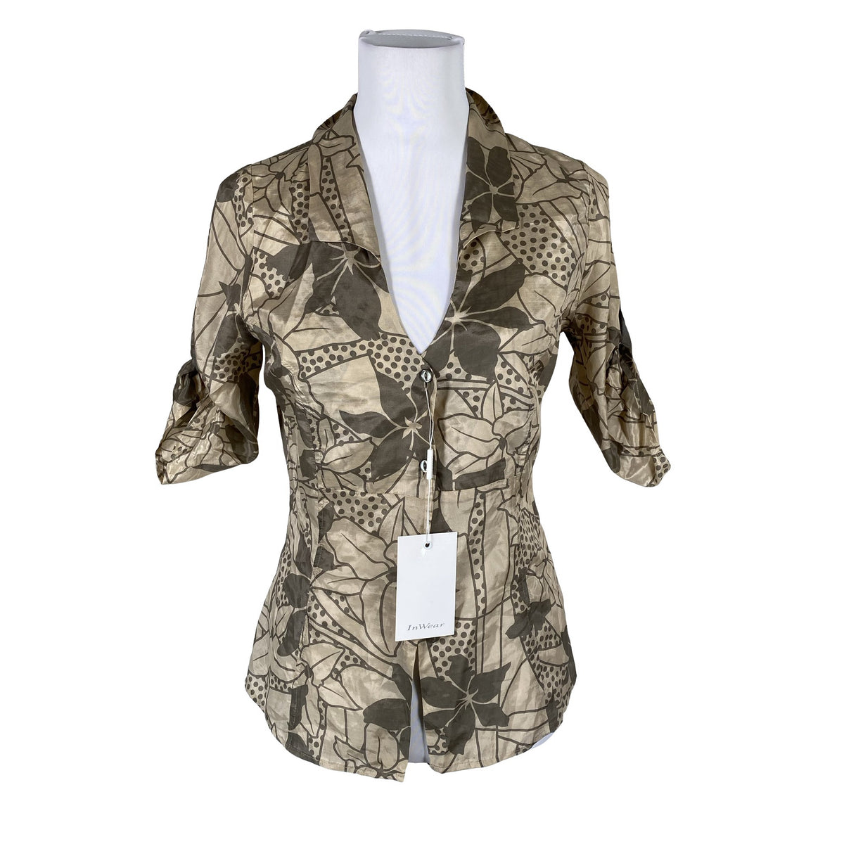 Unisex InWear - Lühikeste käistega pluus, suurus 36 - Beige (1)