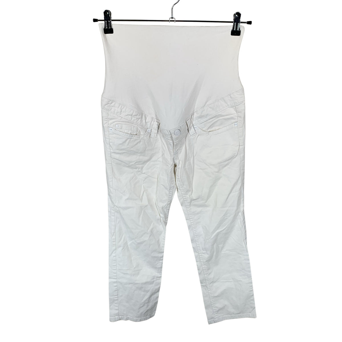 Unisex H&M Mama - Teksast poolpikad püksid, suurus 36 - Valge (1)