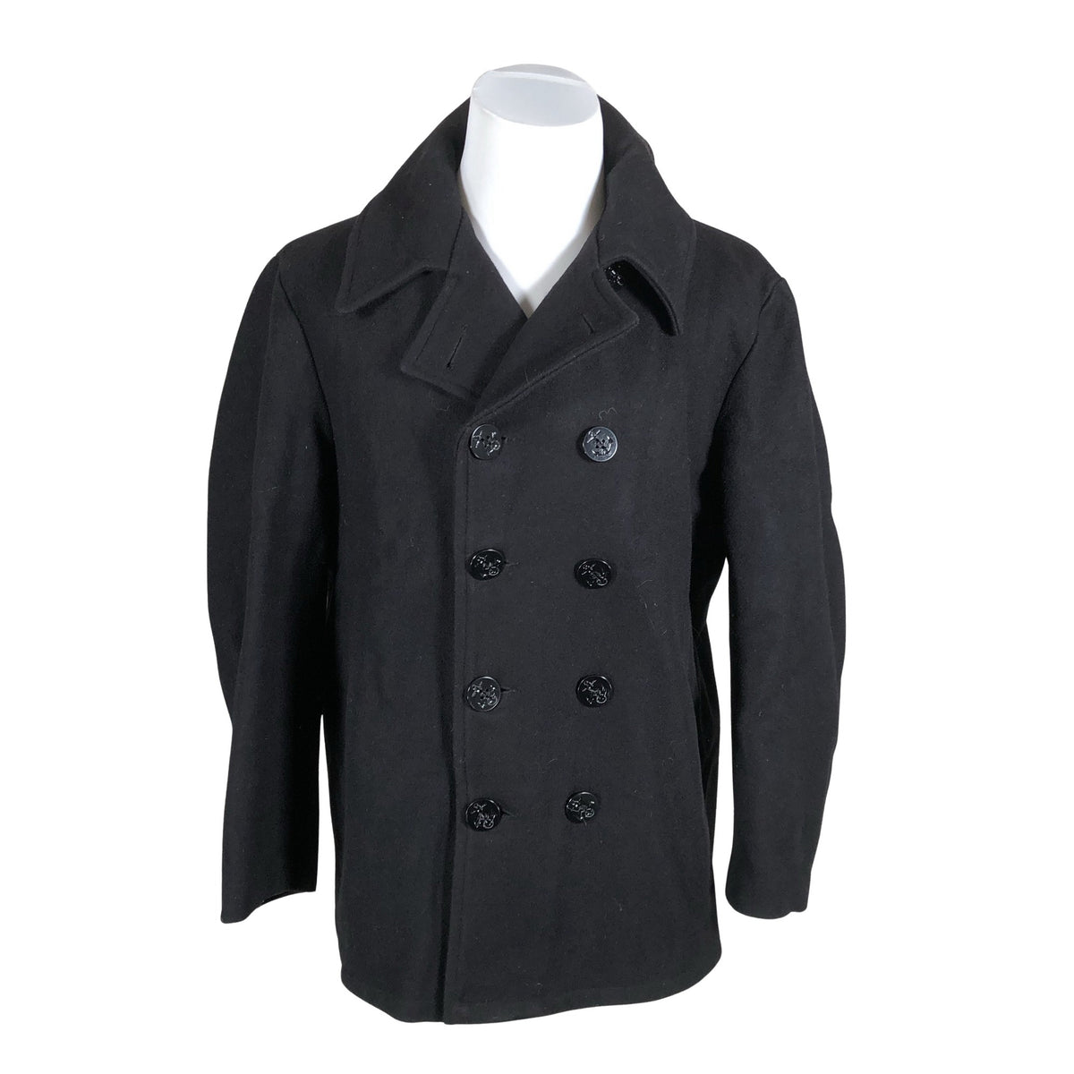 Unisex Pea Coat - Villane mantel, suurus XL - Must (1)