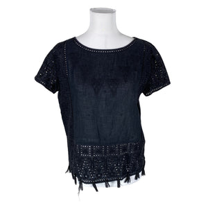 Unisex Maison Scotch - Lühikeste käistega pluus, suurus 40 - Must (1)