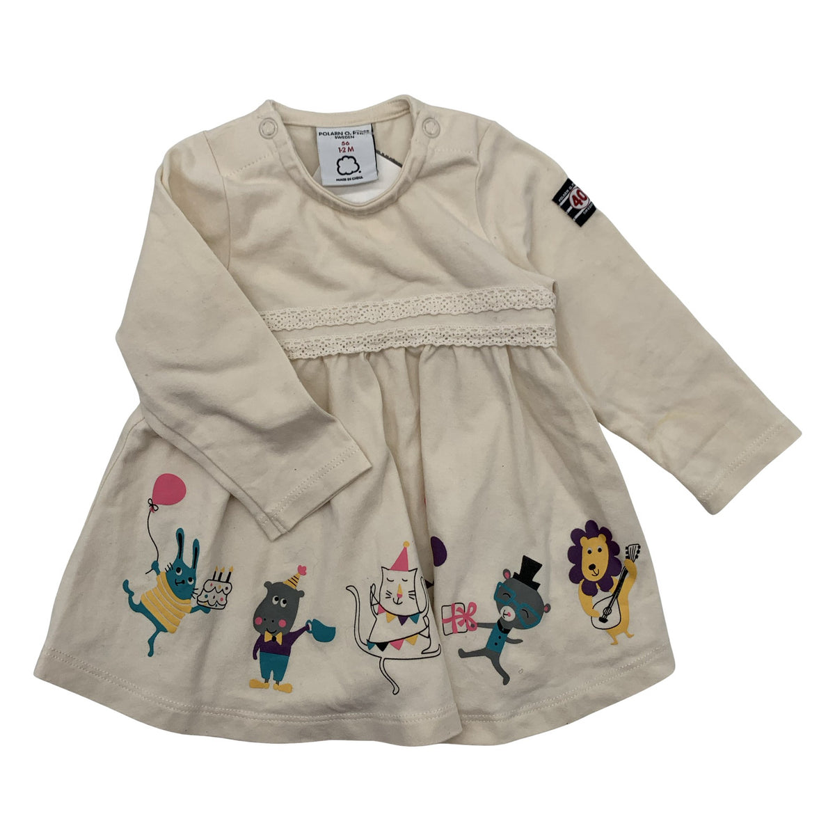Unisex Polarn O. Pyret - Trikotaažist kleit, suurus 56 - 62 - Looduslik valge (1)