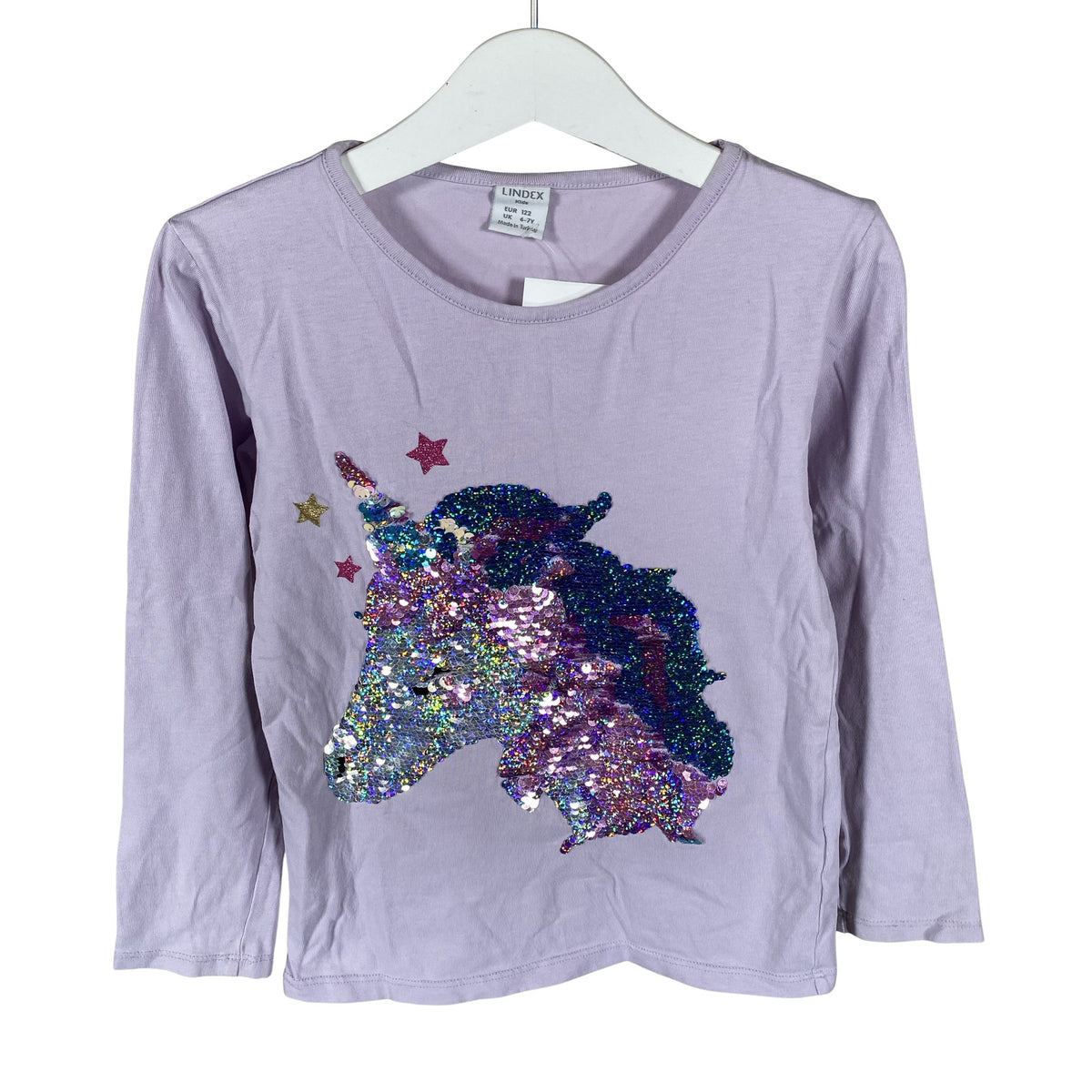 Unisex Lindex - Trikotaažist pluus, suurus 116 - 122 - Lilla (1)