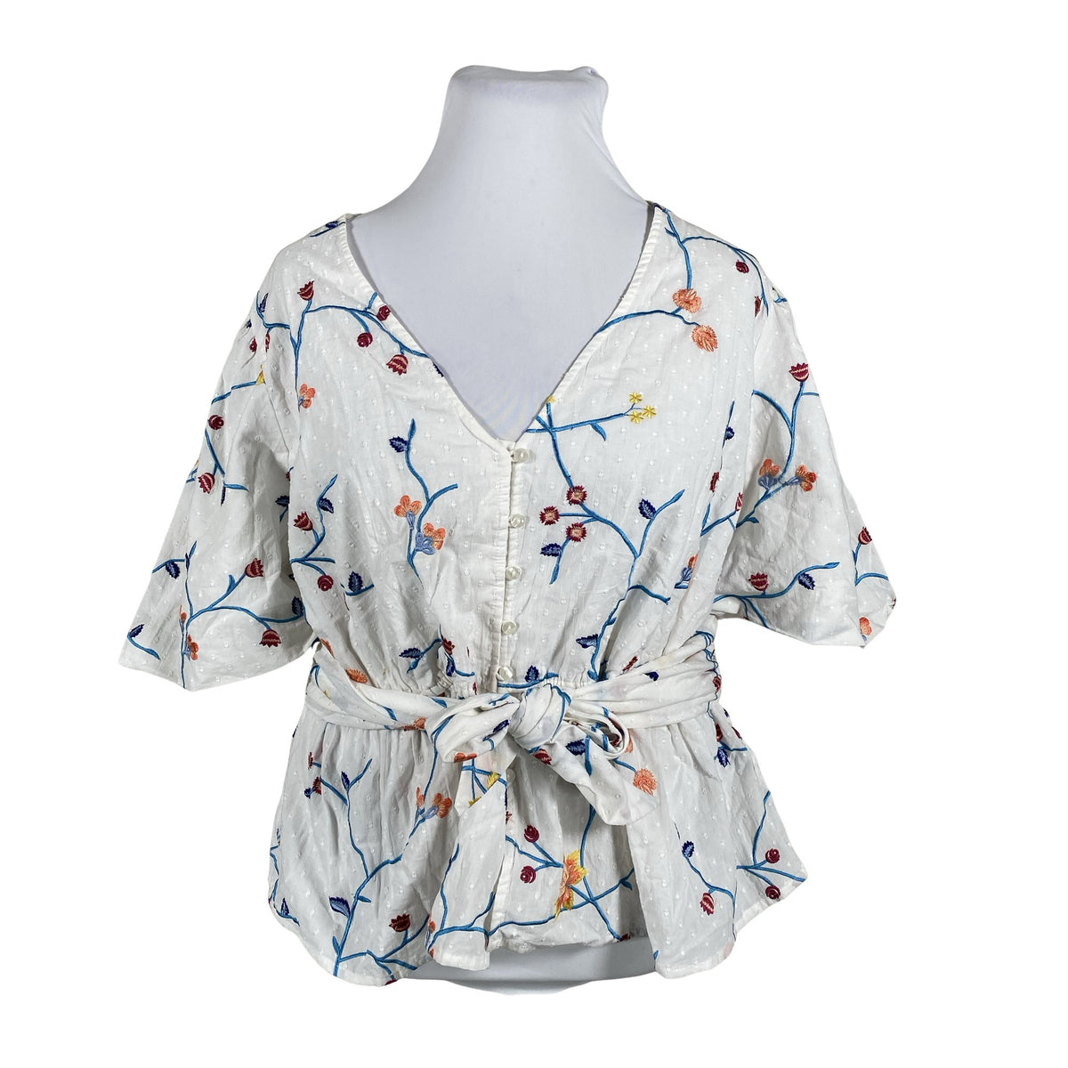 Unisex Seen - Lühikeste käistega pluus, suurus 44 - Valge (1)