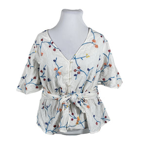 Unisex Seen - Lühikeste käistega pluus, suurus 44 - Valge (1)