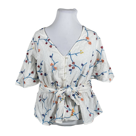 Unisex Seen - Lühikeste käistega pluus, suurus 44 - Valge ()
