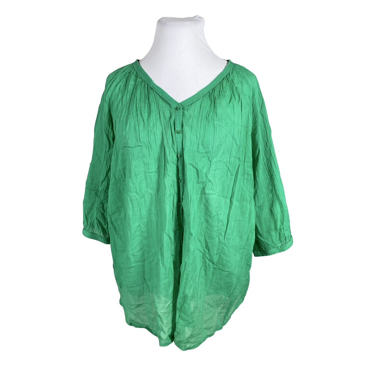 Unisex Lindex - Lühikeste käistega pluus, suurus 48 - Roheline (1)